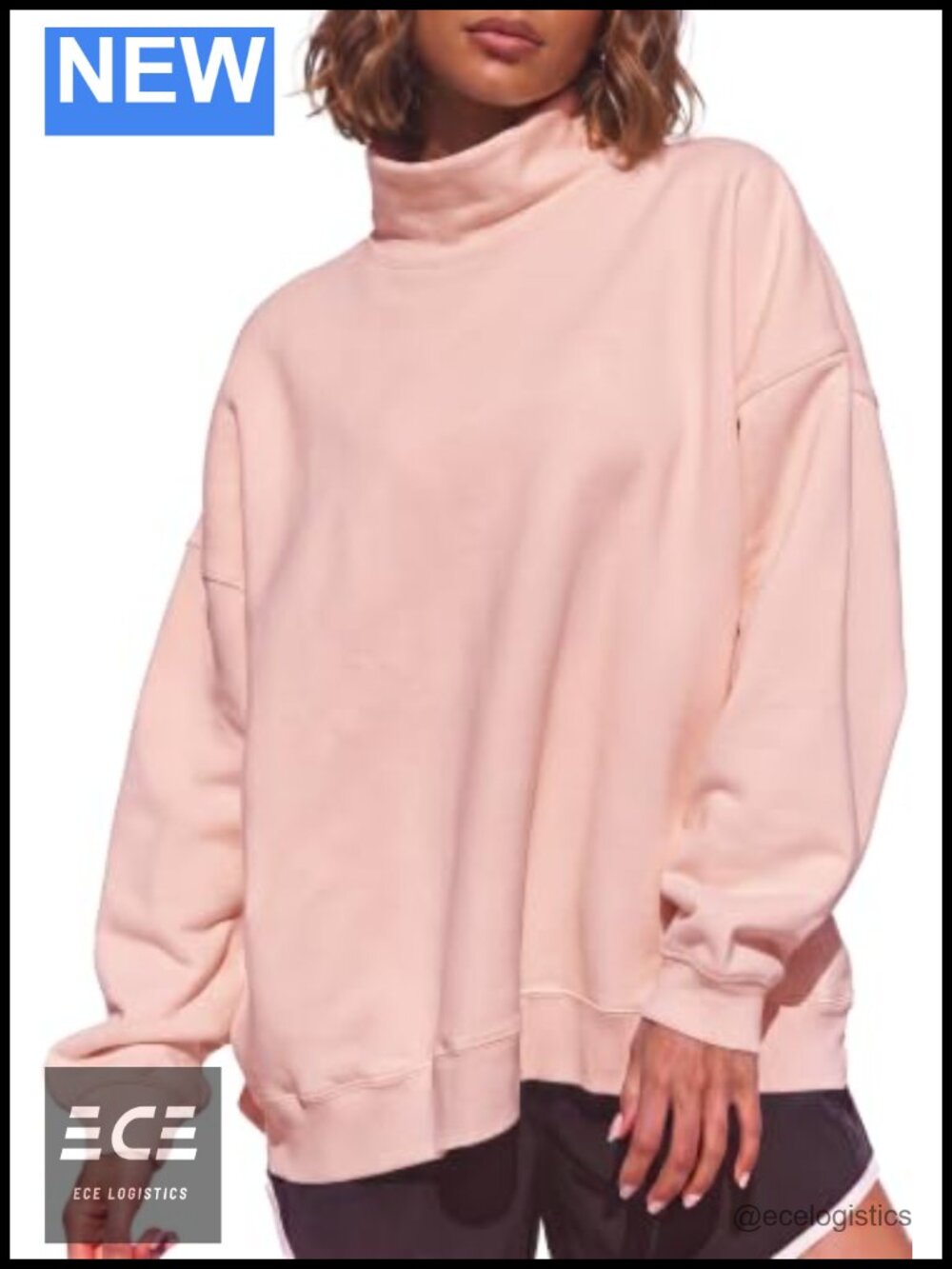 Womens Mock Neck Sweatshirt Fleece Lined Hoodie Sherpa Lined Oversized Pullover